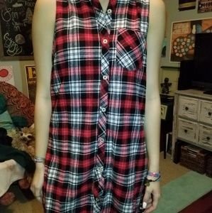 Plaid sleeveless swing dress